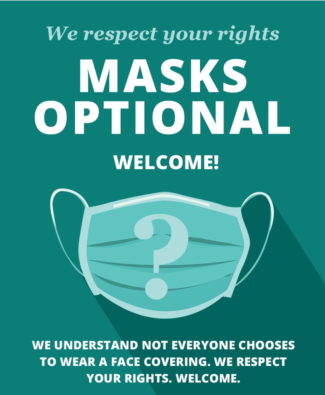 Wearing of masks now optional